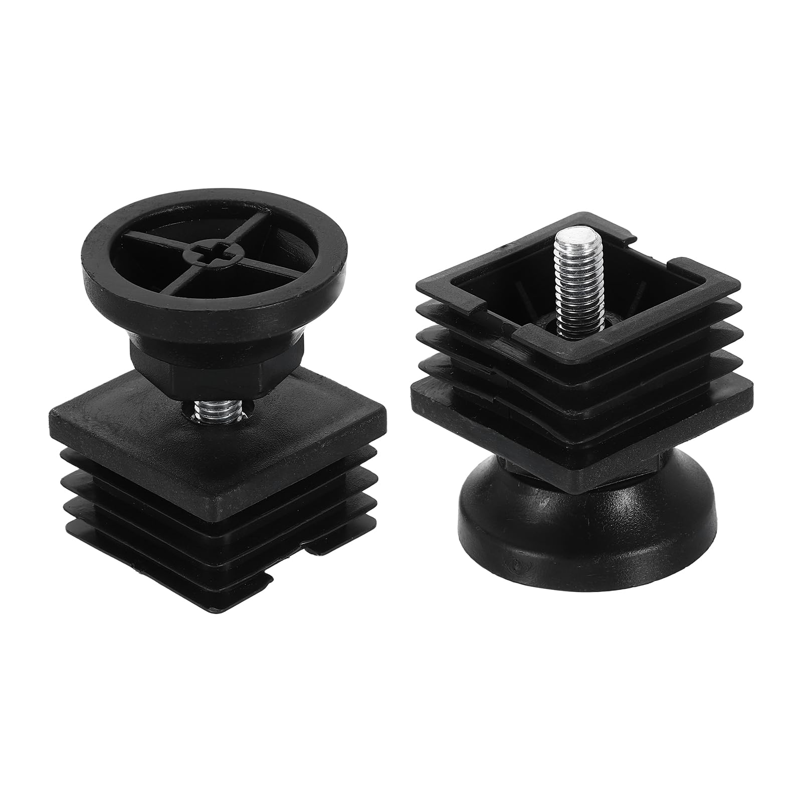 Photo 1 of uxcell 2 Set Leveling Feet, M8x40x40mm Plastic Adjustable Furniture Leg Leveling Square Threaded Insert Screw-in Glide Levelers for Table Chair Furniture, Black