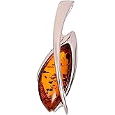 HolidayGiftShops Amber Jewelry for Women - Sterling Silver and Baltic Amber Honey Pendant Lena, Includes 925 Sterling Silver Chain - Sterling Silver Jewelry Collection, made in Poland