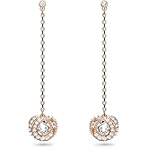 Generation drop earrings, Long, White, Rose-gold tone plated