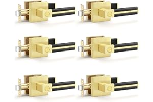 EHOMEWARE Gold Door Handles with Black Leather Handle, 6 Pack Privacy Door Levers for Bedroom or Bathroom, Interior Door Knobs Locked Inside with Turn-Thumb, Universal Handling