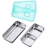 Westicos Grab and Go Snack Containers Stainless Steel, Reusable Snack Condiment Containers with Lids, Double Compartment Food Lunch
