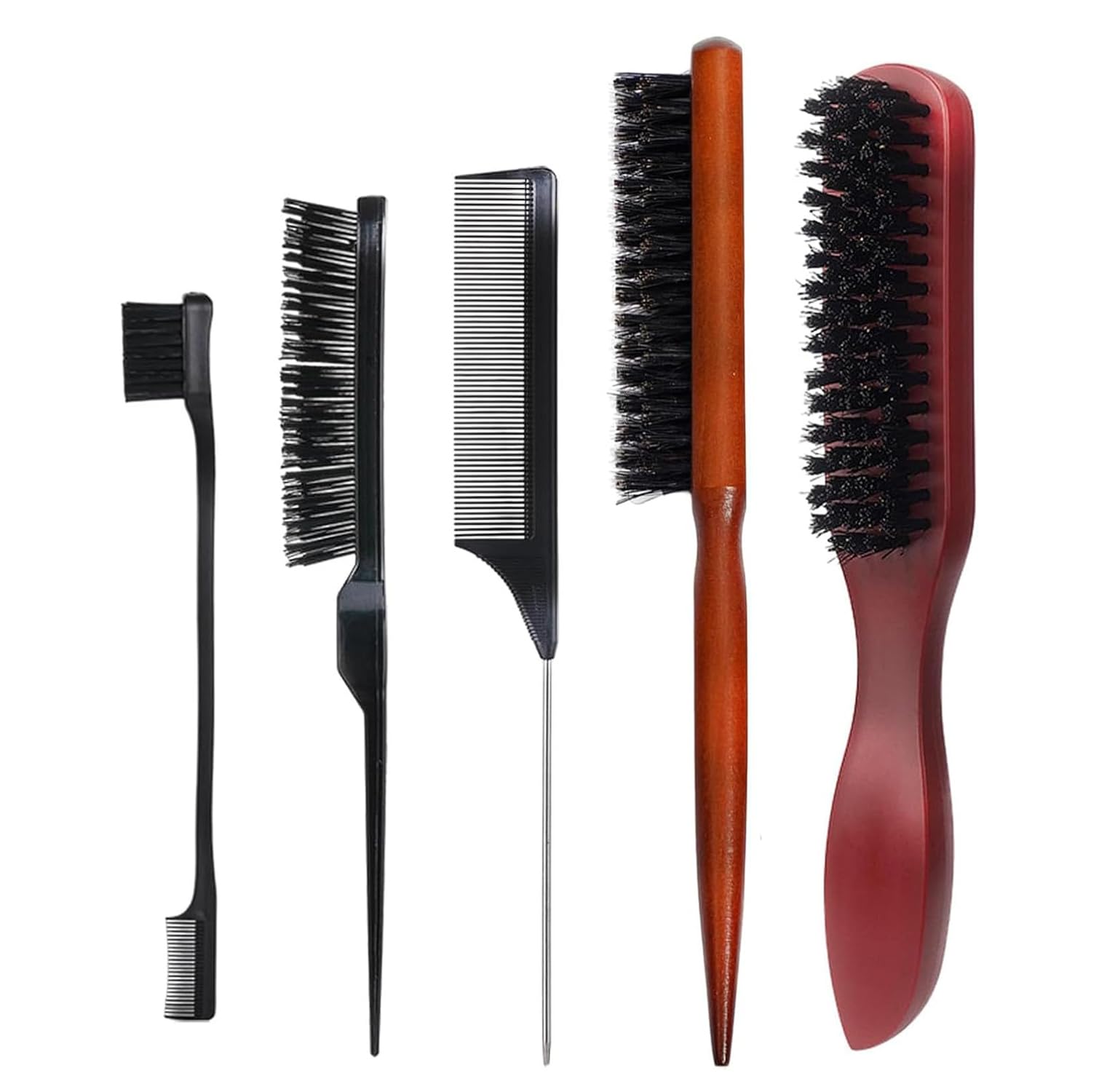 The Smooth Company's 5Pcs Slick Back Hair & Beard Brush Set - Styling and Smoothing for Men with Thin or Thick Hair