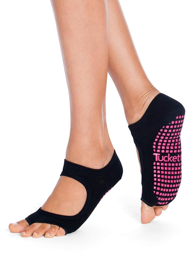 Tucketts Yoga Socken Stoppersocken Damen anti Rutsch Abs Socken, Toeless rutschfeste für Pilates, Barre, Studio, Bikram, Ball