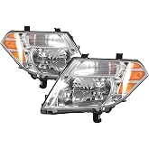 Yunnergo Halogen Headlight Compatible with Pathfinder 2008-2012 w/Bulb | Headlamp Chrome Housing Amber Reflector 26060ZS00A 26010ZS00A
