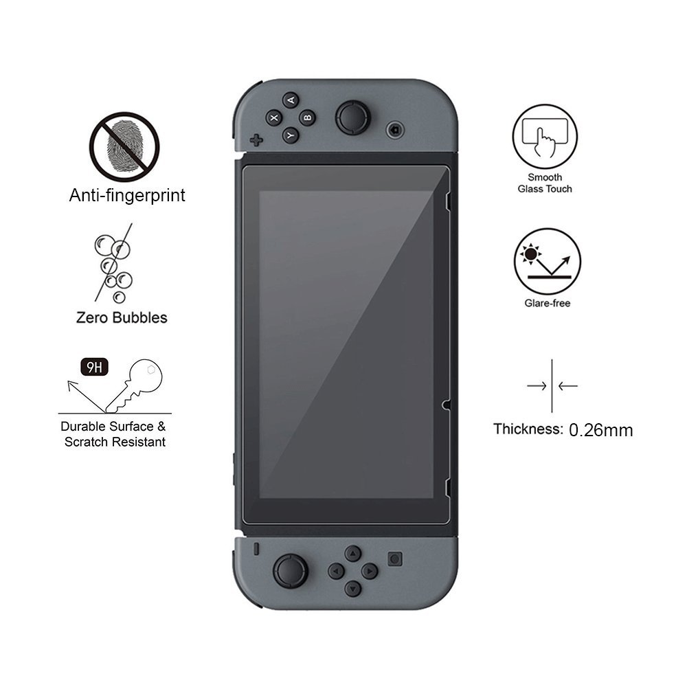 Vorida Case Compatible for Nintendo Switch, Carrying Travel Case Protective 14 Game Storage Slots & 9H Tempered Glass Screen Protector & Joy Con Grips Caps with Carrying Strap, Black