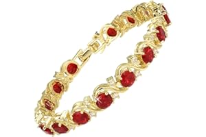 RIZILIA BLOSSOM Tennis Bracelet & Round Cut CZ [6 Colors available] in Yellow Gold Plated, 7"