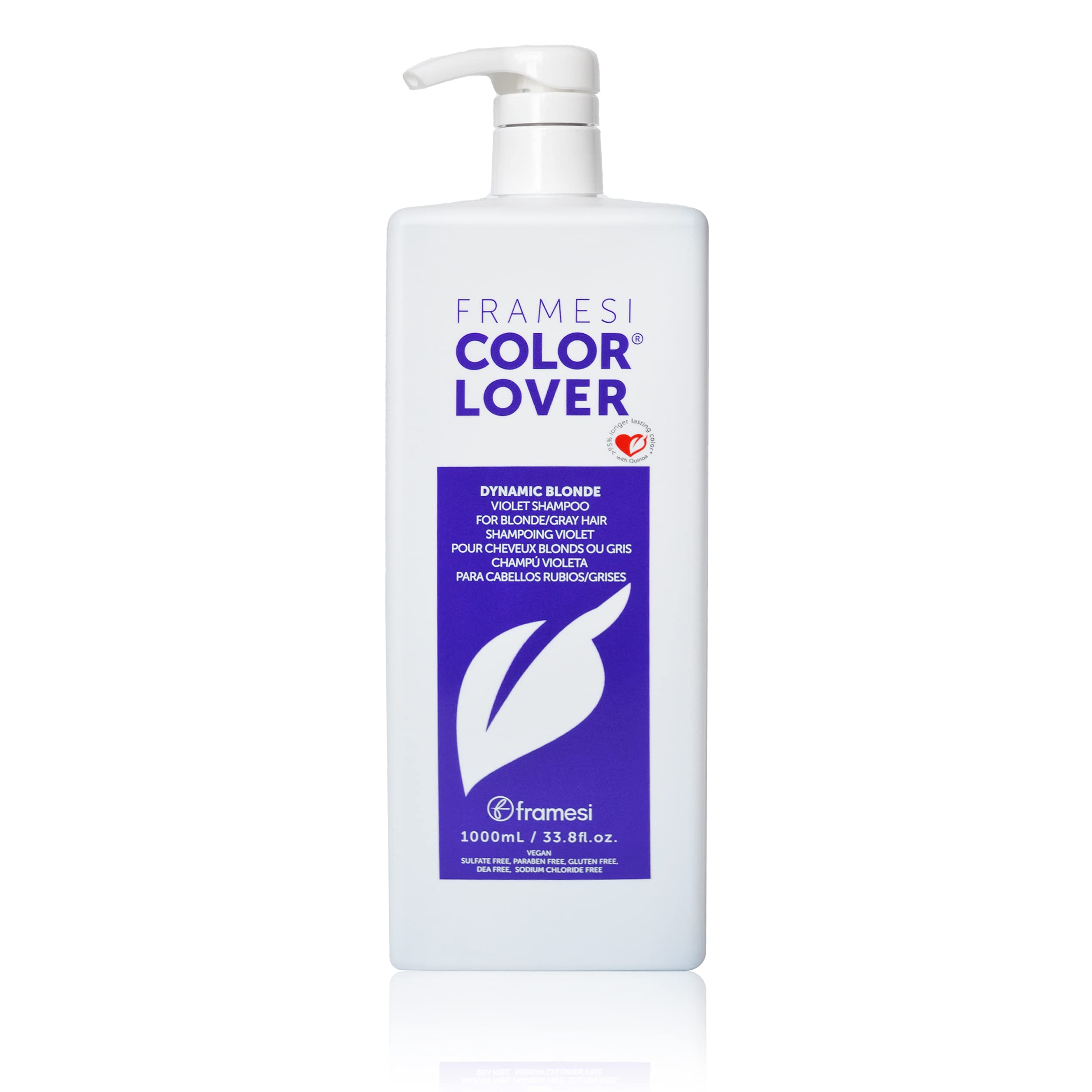 FRAMESI Color Lover Dynamic Blonde Violet Shampoo, 33.8 fl oz, Sulfate Free Shampoo, Color Treated Hair, 33.8 fl. oz. Image