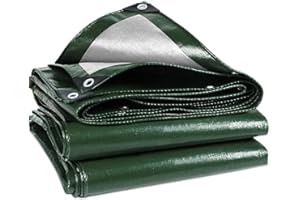Wohohoho 120GSM Tarpaulin Waterproof Heavy Duty, 6.6 x 9.8 Ft Large Green Rainproof Tarp UV/Tear Resistant PE Tarpaulin Sheet