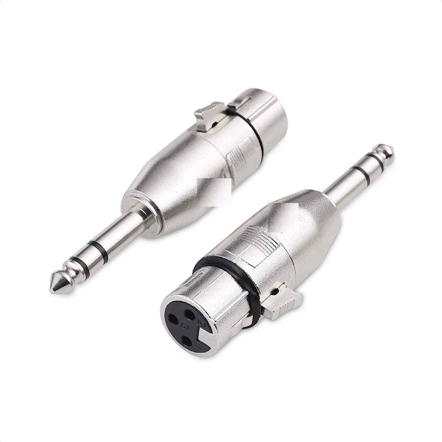Mr. Gadget's Solutions 6.35mm 1/4 Inch TRS to XLR Adapter Dual Sound Channel Headphone Stereo Audio Jack Adapter for Aux Cable, Guitar, Digital Piano-2 pack