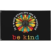 Peace Be Kind Flag 3x5 Ft Outdoor Outside Yard Banner Deco | With Grommet Peace Sunflower Hippie Garden Farmhouse House Home Room Indoor Decorative Sign