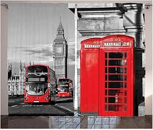 XIMDLS Cortinas de Londres Cabina telefónica en la Calle Icono Cultural