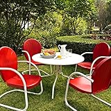 Crosley Furniture Griffith 5-Piece Metal Outdoor Dining Set with Table and Chairs - Coral Red