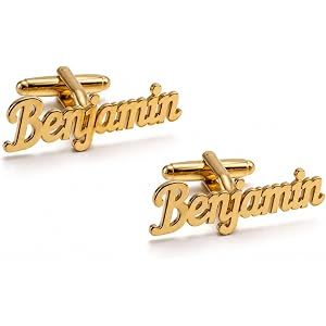 Personalized 18K Gold Plated Stainless Steel Cufflinks, Custom Name Cufflinks, Perfect Wedding & Business Gift for Men, Dad,