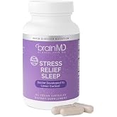 BrainMD Stress Relief Sleep Support with GABA Magnesium, 60 Capsules | Dietary supplement in capsule form for daily use, featuring a natural blend with 30 servings for routine wellness.