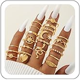 LKingel Chunky Rings Set for Women Gold Stacking Rings Set Irregular Geometric Ring Vintage Zircon Snake Moon Stars Dainty Ring Jewelry for Women