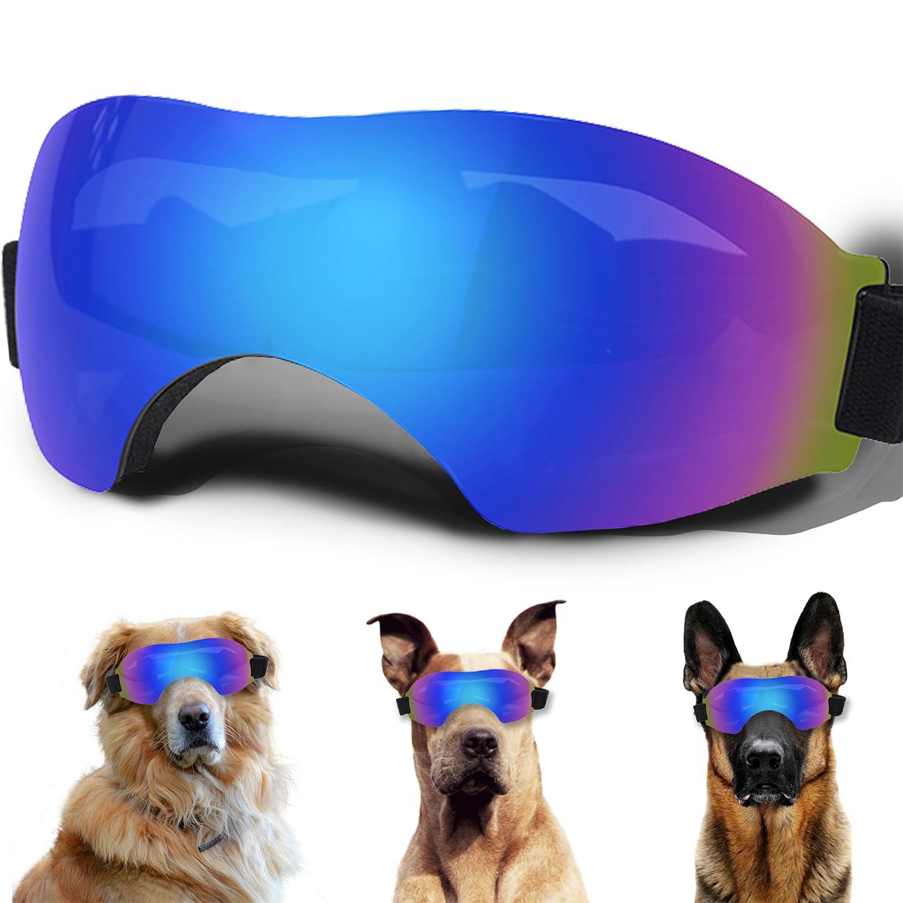 Large Dog Sunglasses - UV Protection Winproof Goggles with Adjustable Strap, Suitable for Dogs Eye Protection