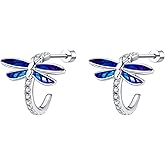 MONGAS Dragonfly Earrings Sterling Silver Dragonfly Screw Back Stud Earrings Animal Jewelry for Women