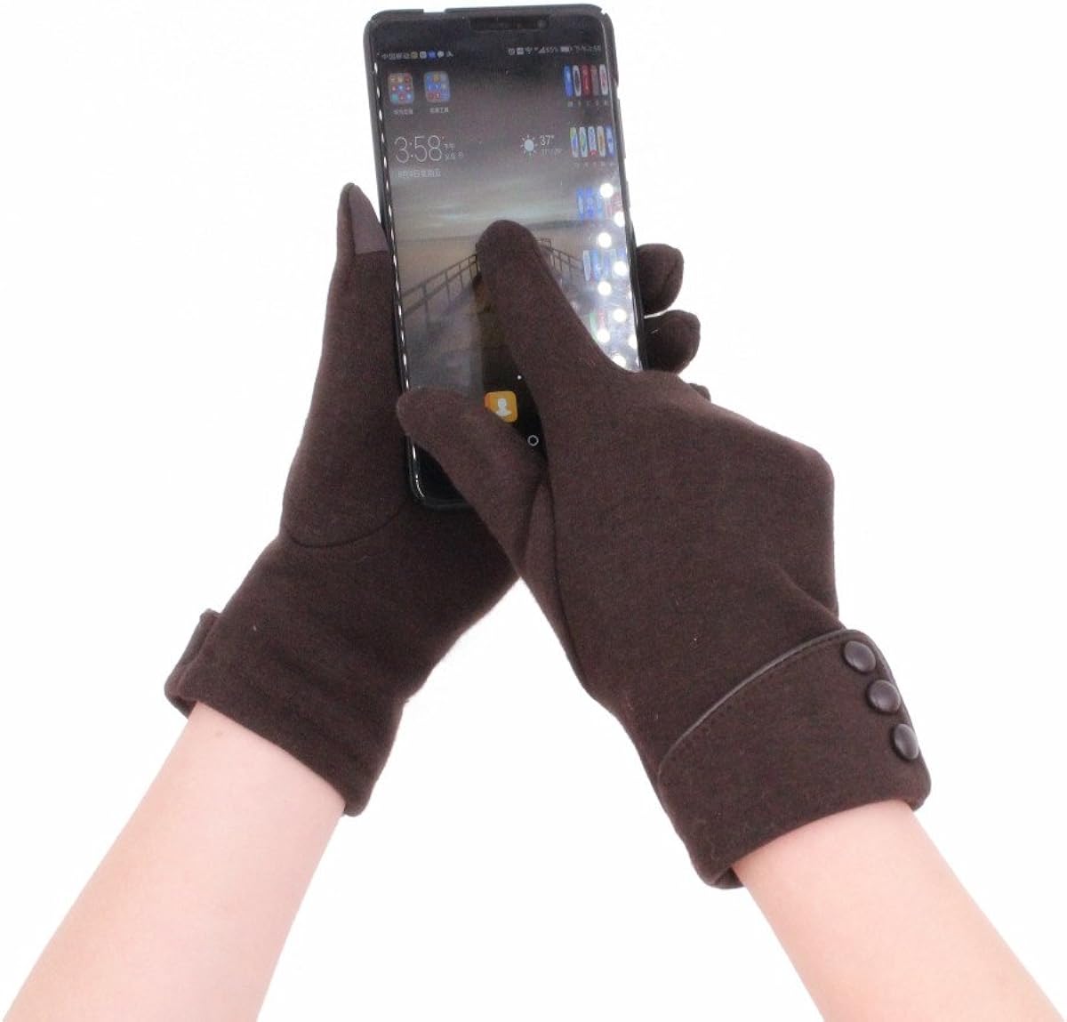 Tomily Womens Touch Screen Phone Fleece Windproof Gloves Winter Warm Wear (Black) at  Women’s Clothing store
