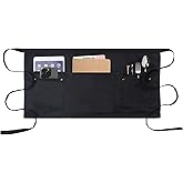 MIKI WELL Server Apron with 5 Pockets - Rivet buckle Unisex Short/Half Waiter Waist Short Apron