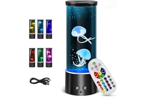 AITUOSI Jellyfish Lava Lamp, Jellyfish Lamps, Jellyfish Aquarium Tank Night Light 16 Color Changing with Remote Control for Kids Adults Home Office Decor Table Lamp Mood Lamp (Round,Black)