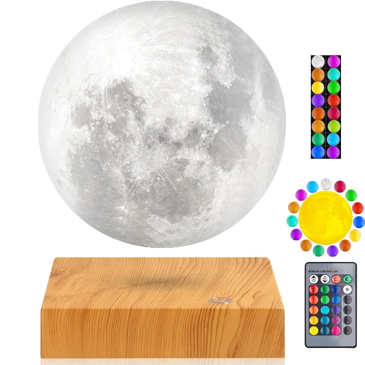 VGAzer Levitating Moon Lamp.Floating and Spinning in Air,Night lamp for Office,Home,Decro,Gifts.Christmas (16 Colors)