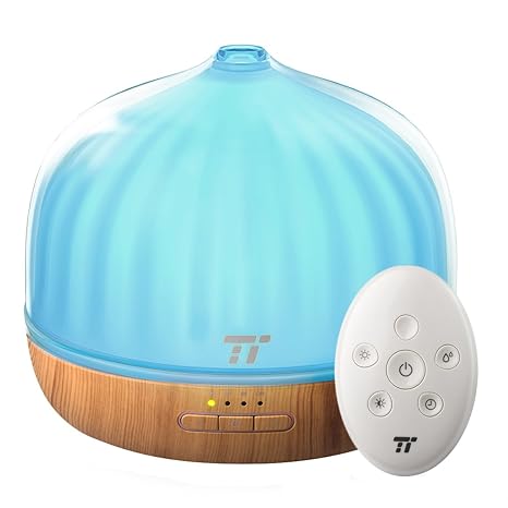 Aroma Diffuser TaoTronics 500ml Diffusor Duftlampe Luftbefeuchter mit Fernbedienung 7 LED Farbe für Yoga Salon Spa Wohn-, Sch