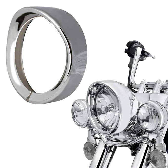 NTHREEAUTO 5.75" Chrome Headlight Visor Style Trim Ring 5 3