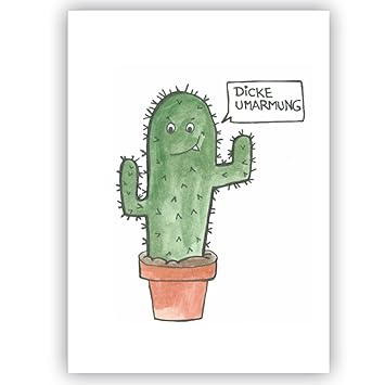 Postkarte Kaktus Dicke Umarmung Humor Lustige Karte Für