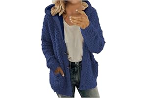 SHOPESSA Womens Fuzzy Sherpa Cardigan Open Front Fleece Jacket Fluffy Soft Hoodies Long Sleeve Button Down Shirt Fall Coats