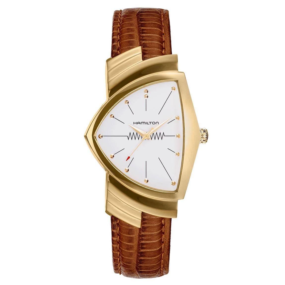  Mens Hamilton Ventura Quartz Brown Leather
