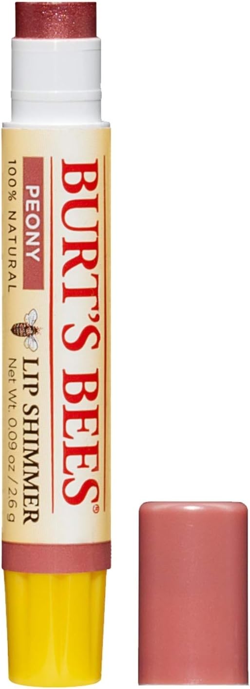 Burt's Bees 100 Natural Moisturising Lip Shimmer, Peony with Shea Butter, Beeswax and Vitamin E