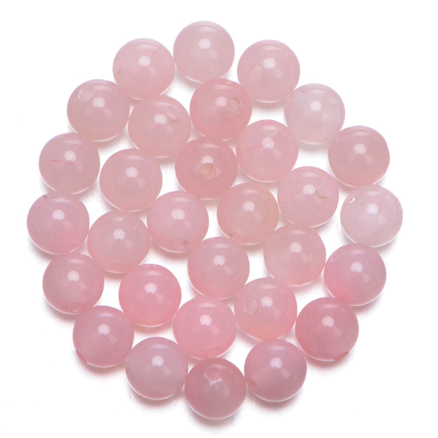 AD Beads Natural Gemstone 10mm Round Loose Beads Big Hole 2mm Sized 30pcs (Rose Quartz)