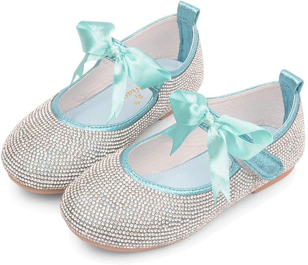Little Girl Dress Sequin Shoes Rhinestone BowKnot Mary Jane Dance