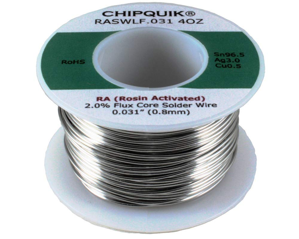 LF Solder Wire 96.5/3/0.5 Tin/Silver/Copper Rosin Activated .031 4oz