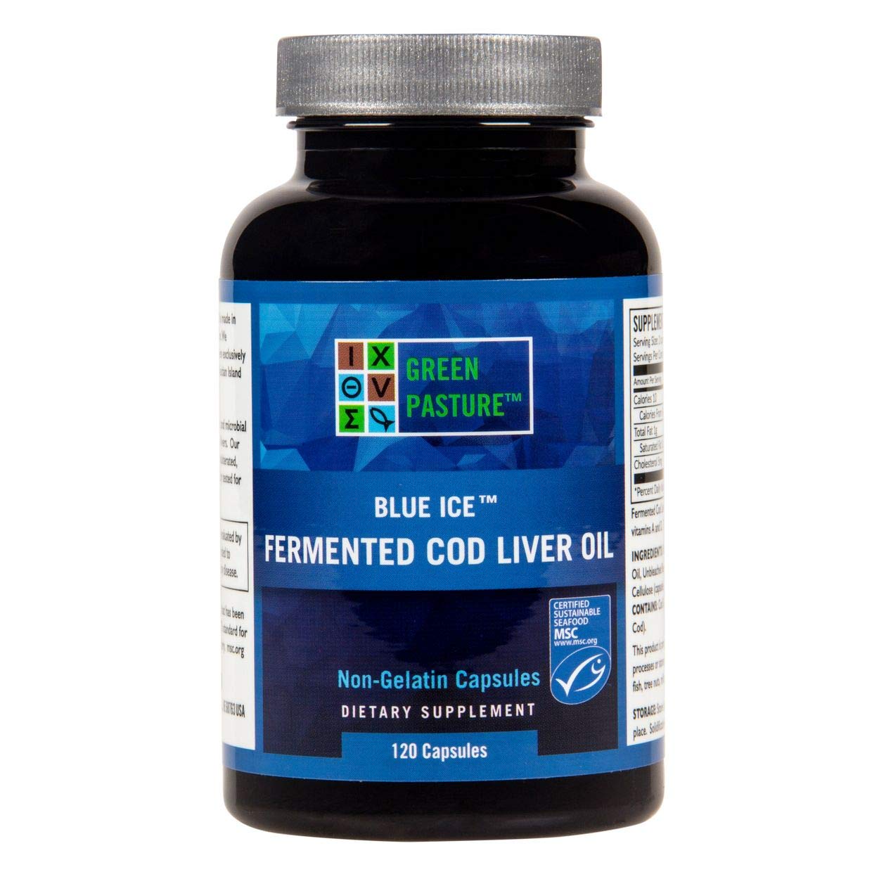 BLUE ICE Fermented Cod Liver Oil NonGelatin 120 Capsules Buy Online