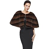 BEAUZSUZSANA Faux Fur Shawls and Wraps for Formal Evening Dresses Winter Fur Stole Cape Bolero