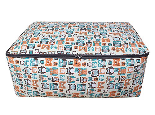 iwill CREATE PRO 100% Cotton Canvas Comforter Storage Bag, Dust Proof Duvet Storage Organizer Container, Cute Color for Kids Room