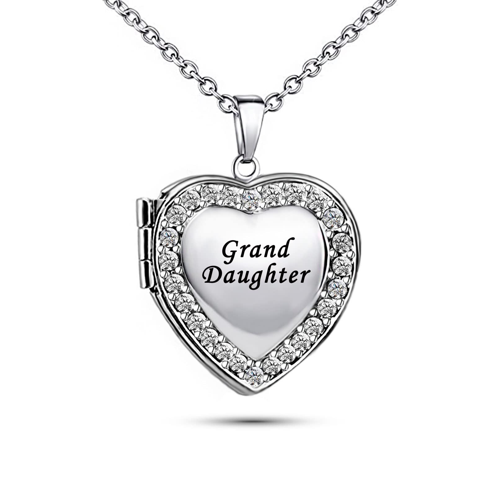KunBead Jewelry Granddaughter Heart Locket Love Necklace for Girls