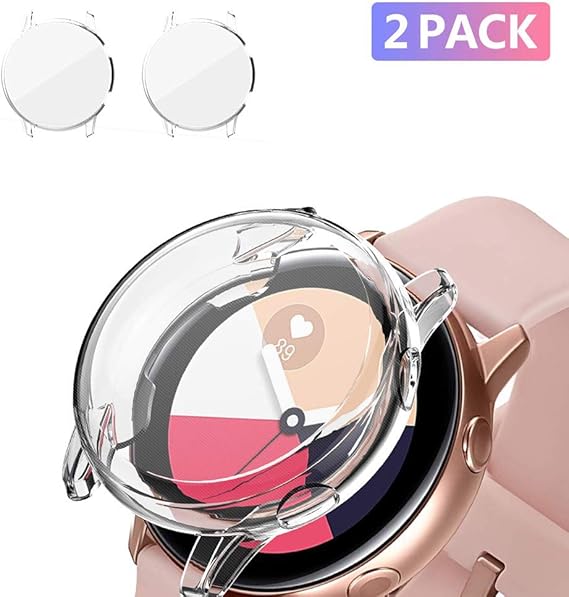 2 Pack Umtele Compatible For Samsung Galaxy Watch Active Case Tpu Screen Protector Scratch Resist Frame Protective Cover For Samsung Galaxy Watch Active Clear Amazon Ca Cell Phones Accessories