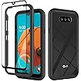 Dzxouui for LG K31 Case and Glass Screen Protector,LG Phoenix 5/Fortune 3/Risio 4 Case,Heavy Duty Shockproof Bumper Hybrid Ba
