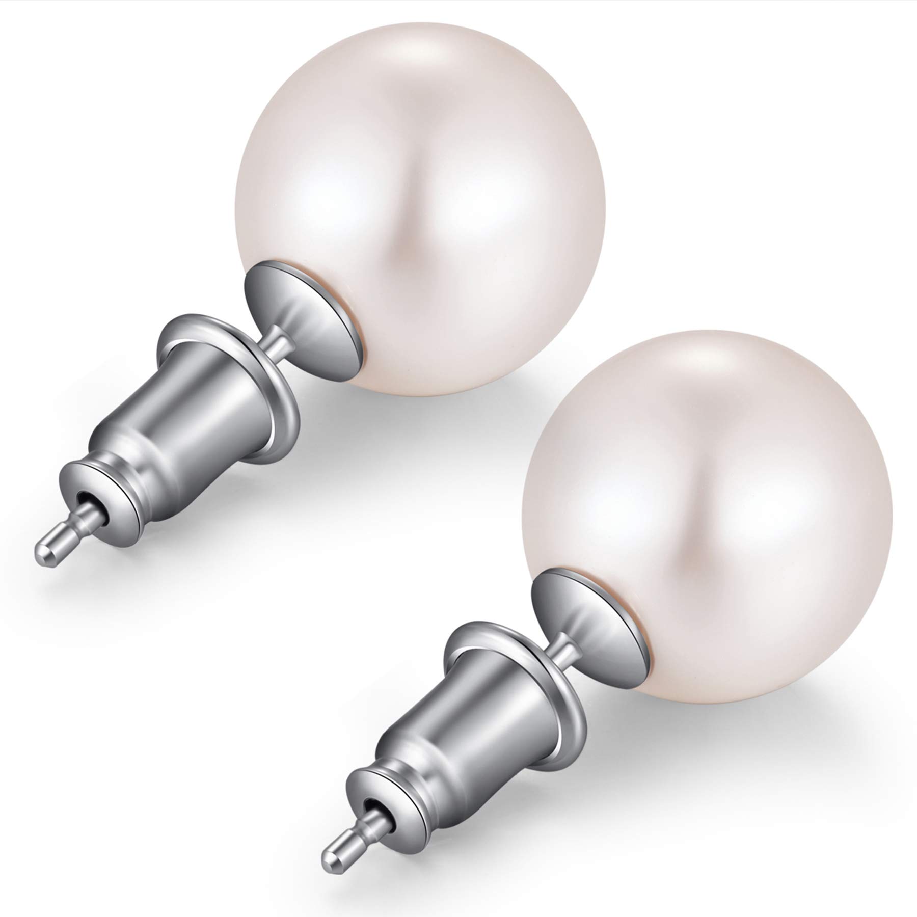 Silver Pearl Earrings for Women Sterling Silver Pearl Stud Earrings
