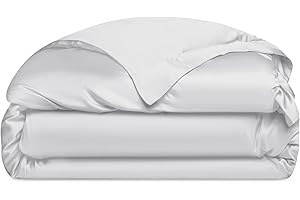 Cozy Earth Luxury Duvet Cover Queen - 100% Viscose from Bamboo - Ultra-Soft, Cooling & Lightweight Duvet Cover - Temperature-Regulating Bedding with Concealed Zip & Interior Snap Closures - White