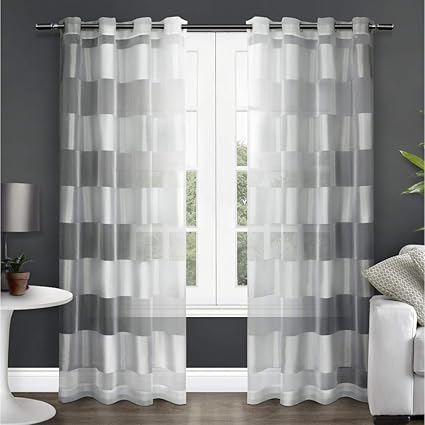 Amazon Com Exclusive Home Curtains Navaro Striped Sheer Window