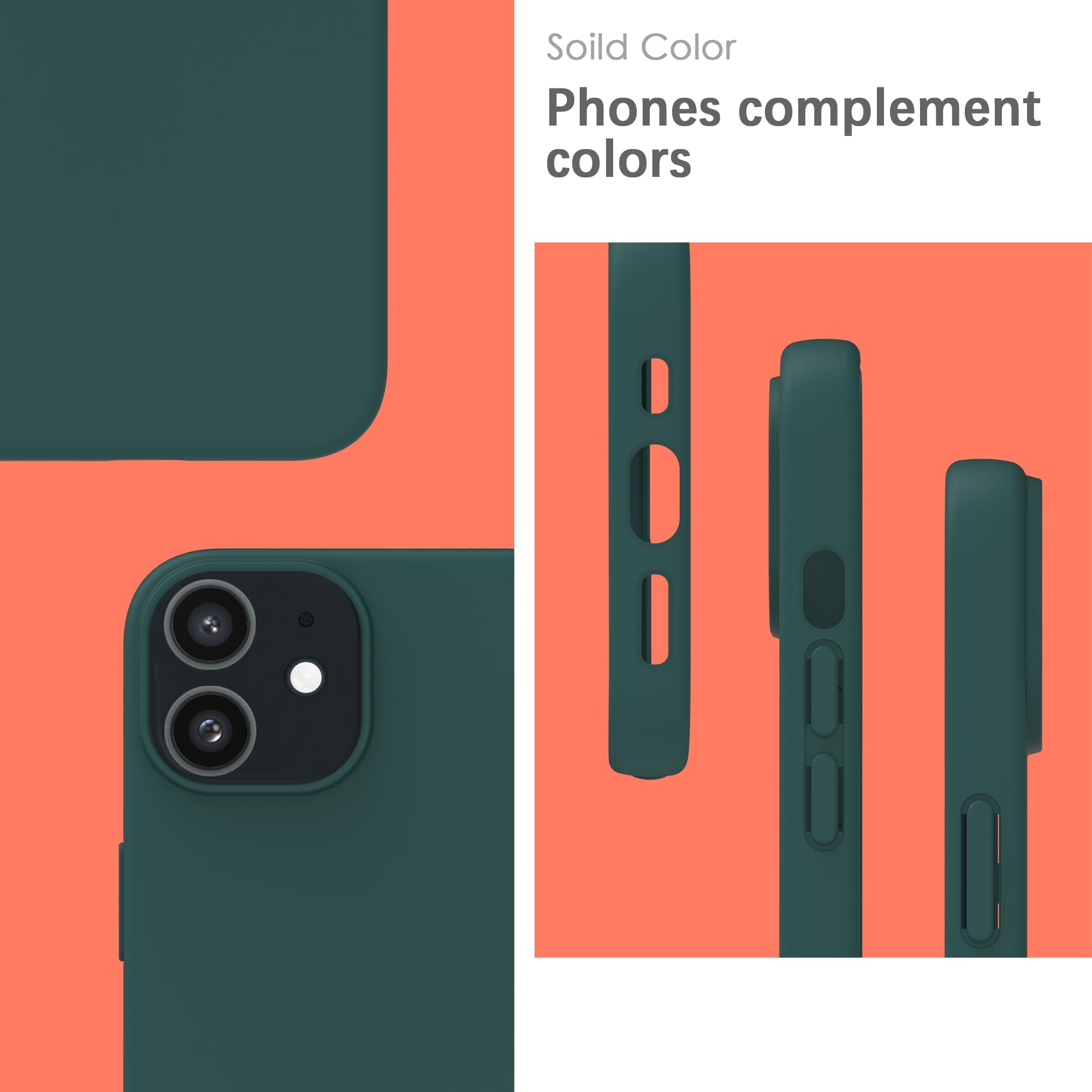 YATWIN Silicone Case for iPhone 11, Soft-Touch, Shockproof, DustProof, Antiskid Full Body Armour Phone Cover for Apple iPhone 11 - Dark Green