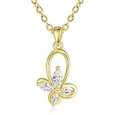 AENEAS Butterfly Necklace for Women 18K Gold Plated Sterling Silver Butterfly Pendant Necklace Butterfly Mother's Day Gifts for Women Mom Wife