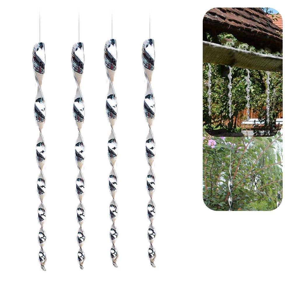 Urstory1 Bird Repellent Wand, 4Pcs Spiral Design Safe Pigeons Bird Scare Rod, Garden Hanging Portable Protect Crop, Outdoor Repellent Deterrent Decoration Reflective