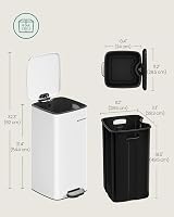 SONGMICS 30 L Kitchen Bin Steel Pedal Trash Can with Inner Bucket view 8