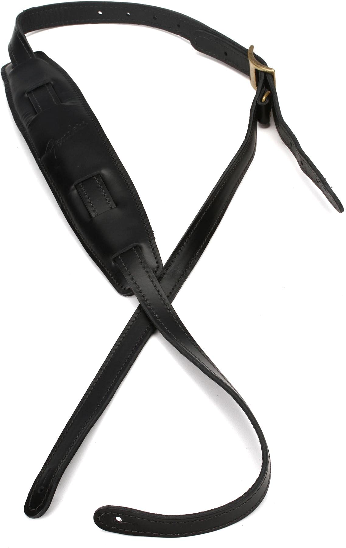 Fender® Mustang® Vintage Saddle Leather Guitar Strap - Long Version in Black — image 1