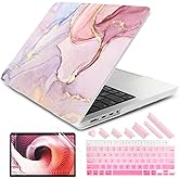 DONGKE Case for M5 MacBook Pro 14 inch 2025 2024-2021 M4 M3 M2 M1, Plastic Hard Shell Cover Compatible with A3434 A3112 A3401 A3185 A2992 A2779 A2442, Retina XDR Display & Touch ID, Pink Marble