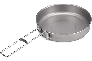 750ml Ultralight Titanium Frypan with Foldable Handle Outdoor Camping Hiking Picnic Cooking Frying Pan